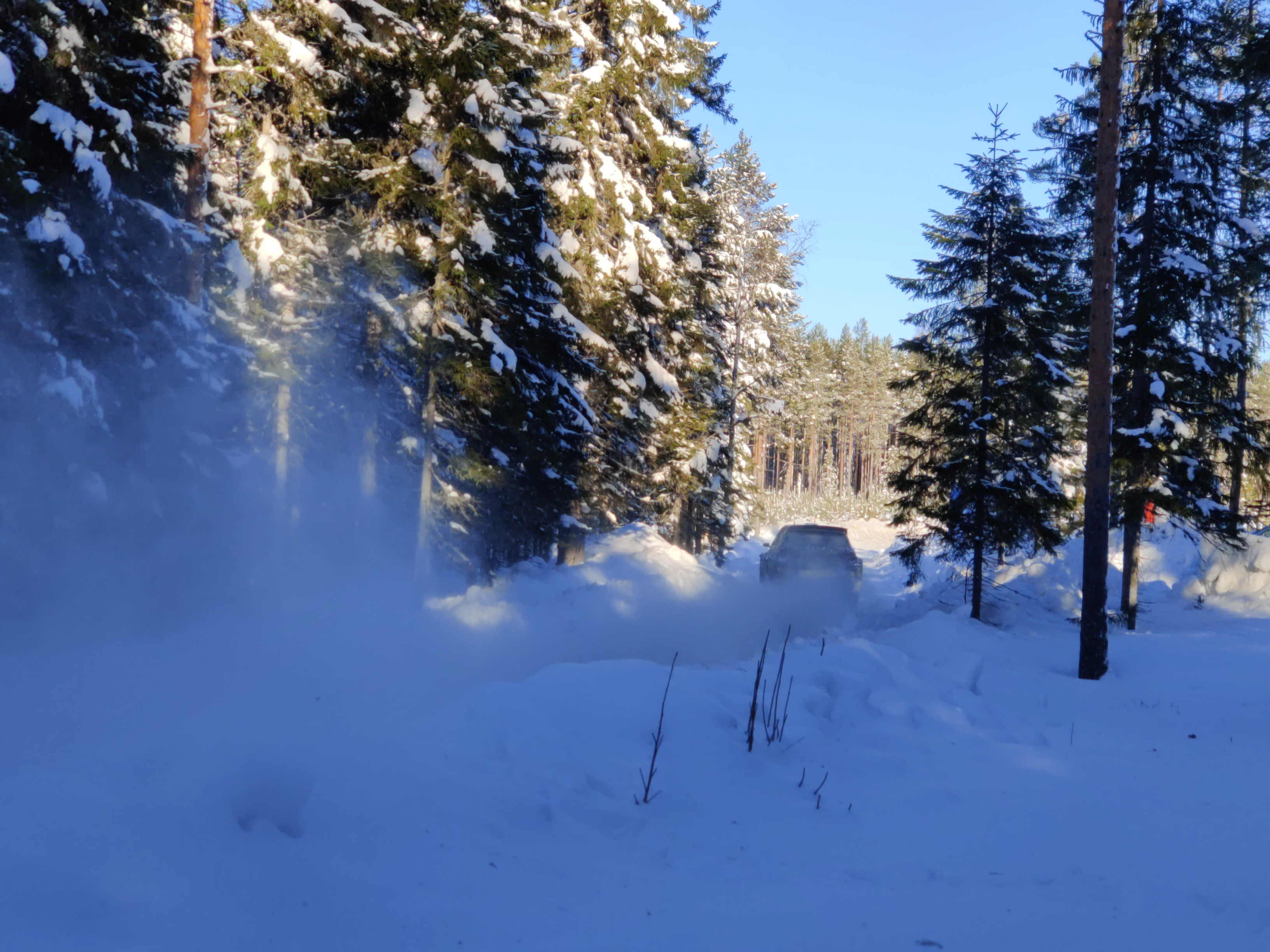 Rally car in a snowy landscape